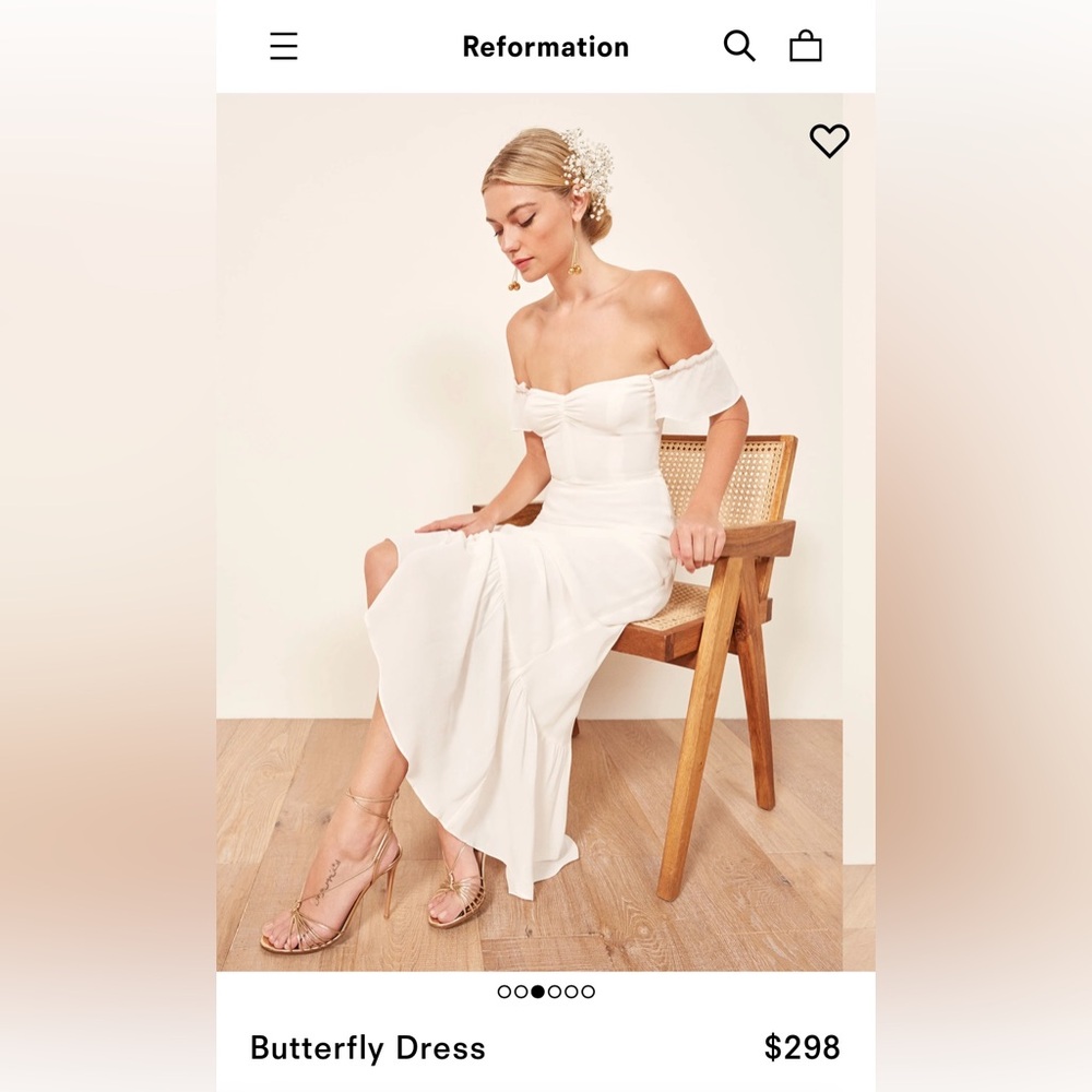 COPY - Reformation butterfly dress, color: ivory, size: xs, brand new: with tags